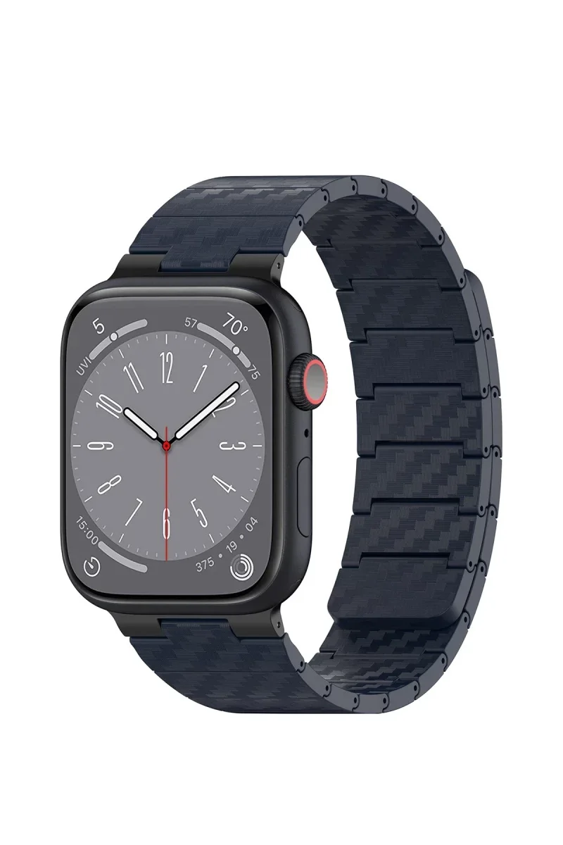 Movenchy Apple Watch 45mm Carbon Steel Kordon - Lacivert Movenchy Apple Watch 45mm Carbon Steel Kordon - Lacivert
