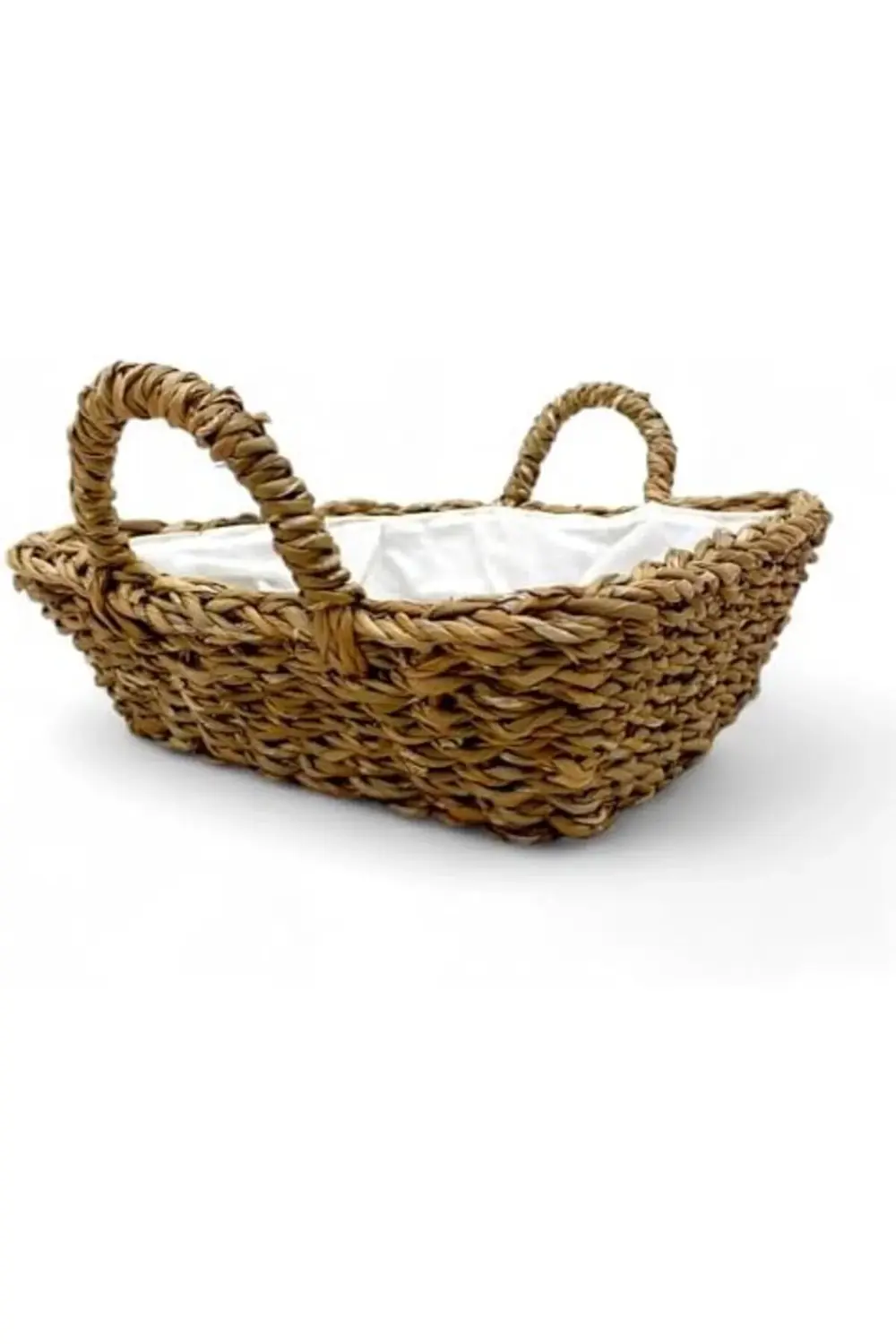 MoysHops El Yapımı Hasır Kulplu Çok Amaçlı Dekoratif Kare Sepet,