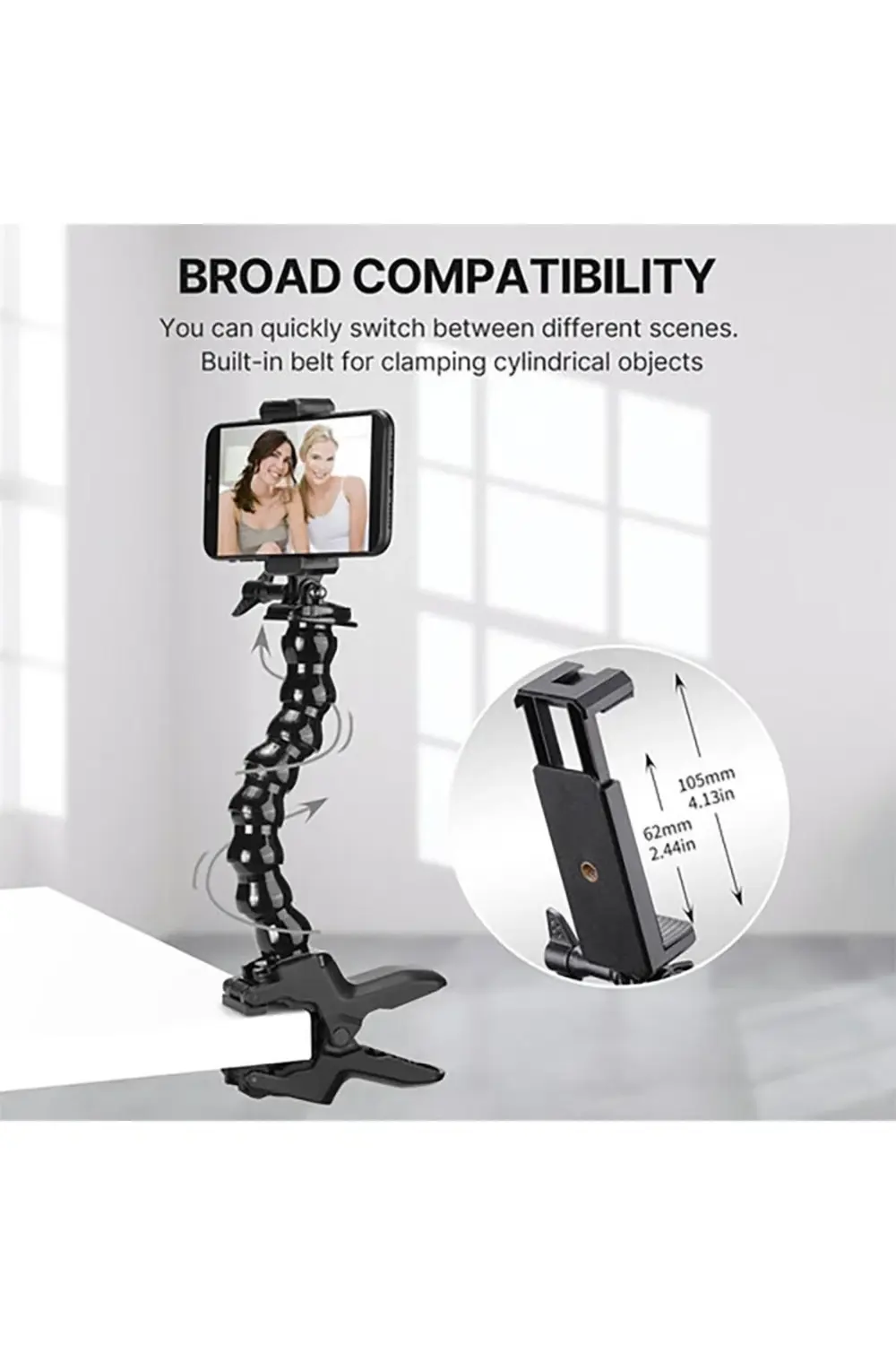 MP-4 Aksiyon Kamera ve Telefon Jaws Kıskaç Aparatı