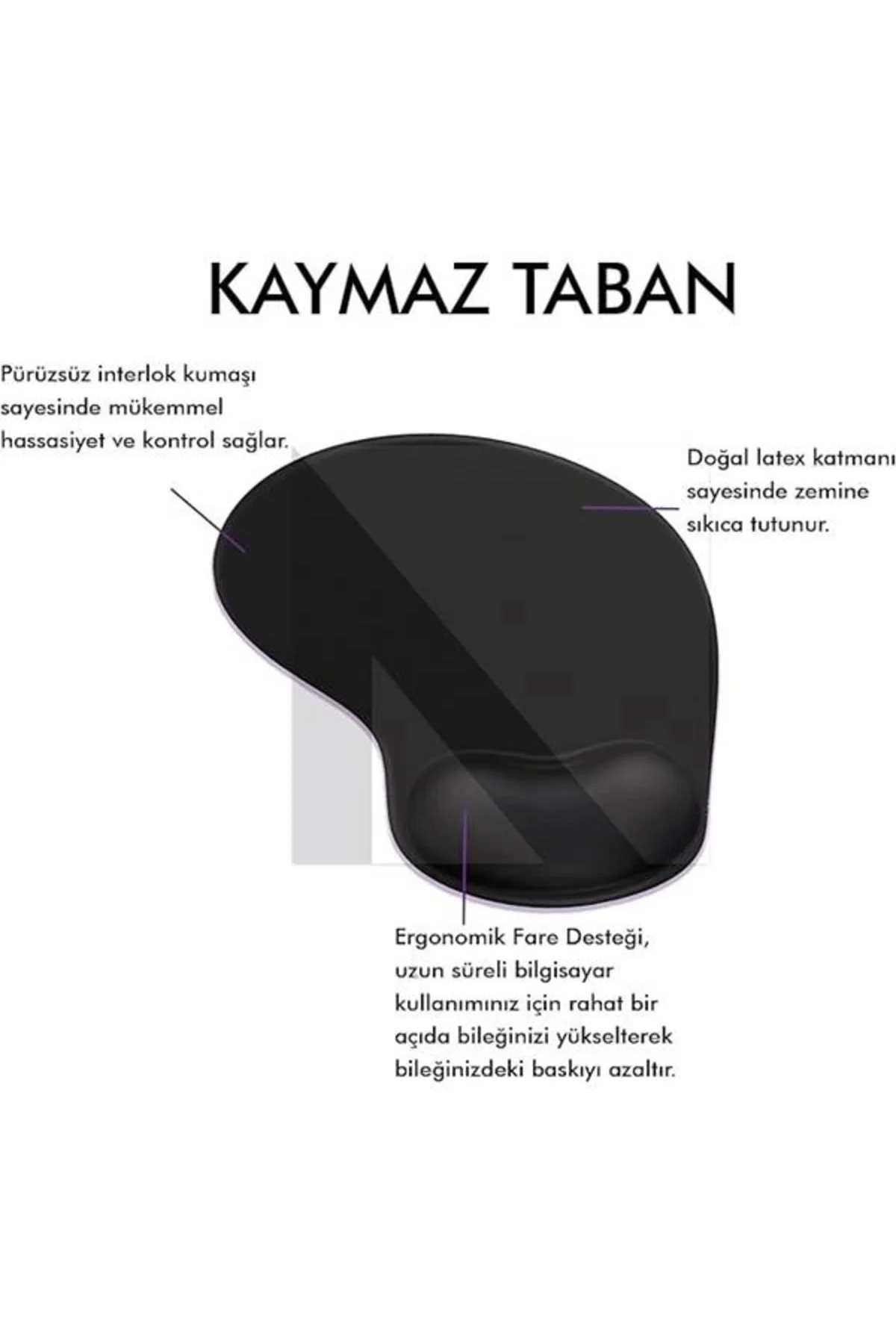 MP01 - Elips Bilek Destekli Mouse Pad | Konforlu, Kaymaz Taban, E