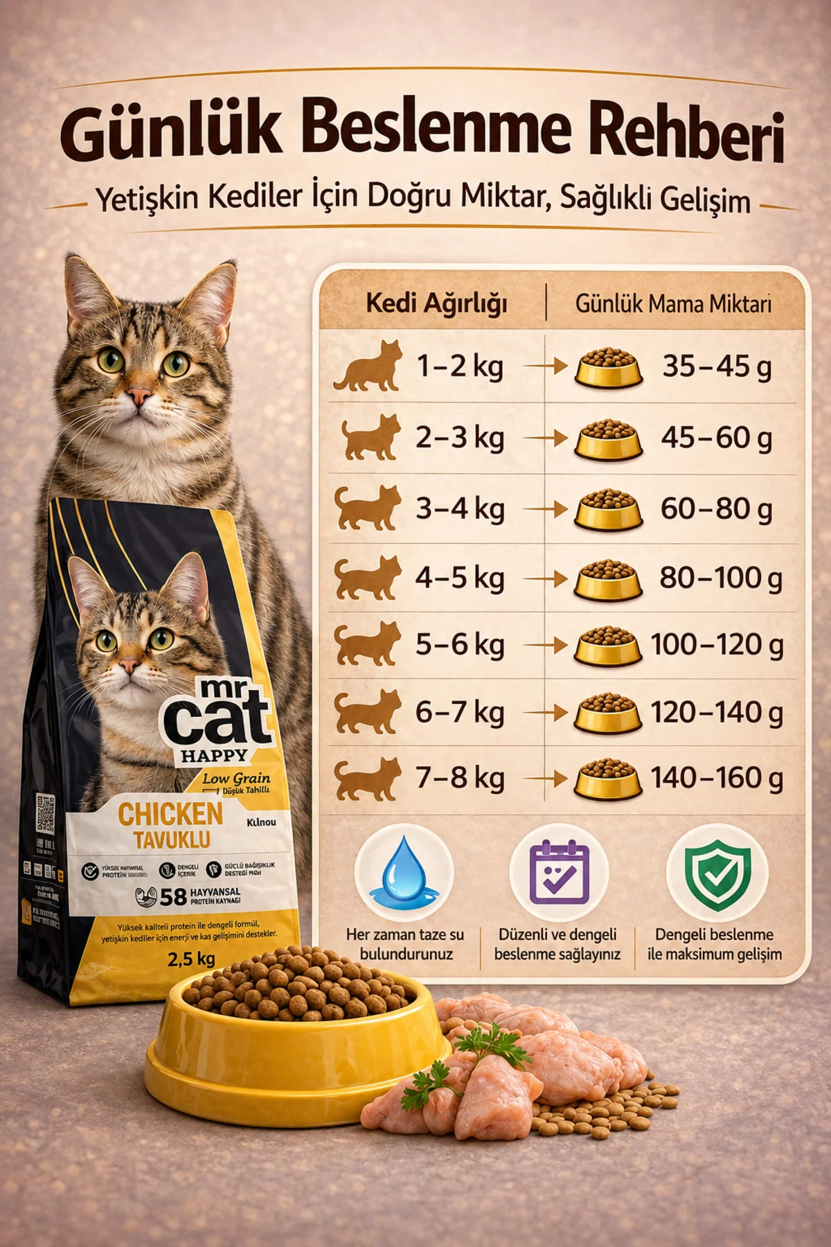 Mr. Cat Happy Tavuklu Yetişkin Kedi Maması 2,5 Kg - %58 Hayvansal