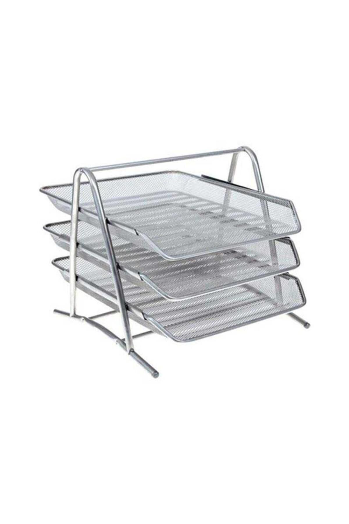 Mimaks Mrf-3 Evrak Rafı Metal Sabit 3 Bölmeli - Gümüş