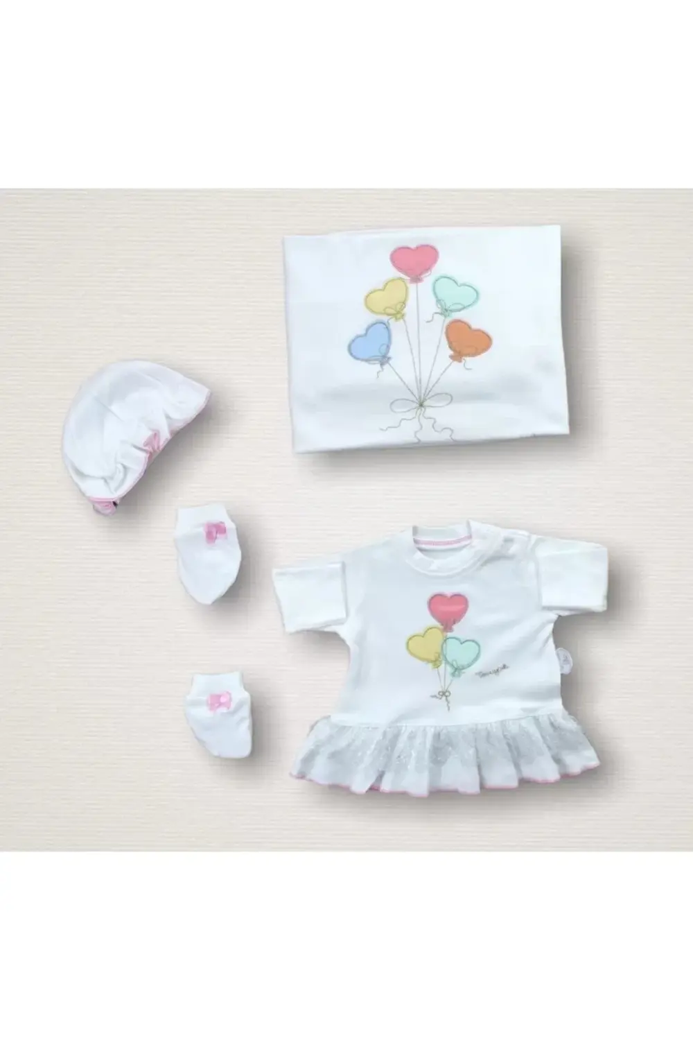 mrpurple Kalpli Uçan Balon Nakışlı 10lu Zıbın Takımı Hastane Çıkı