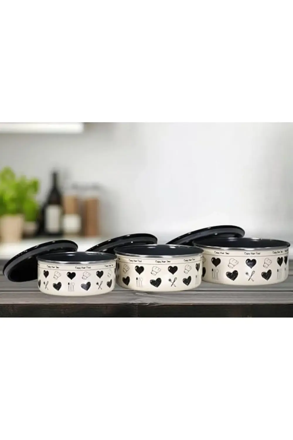 mrtshoppng Home Enjoy Siyah Emaye Üçlü Saklama Seti mrtshoppng 54