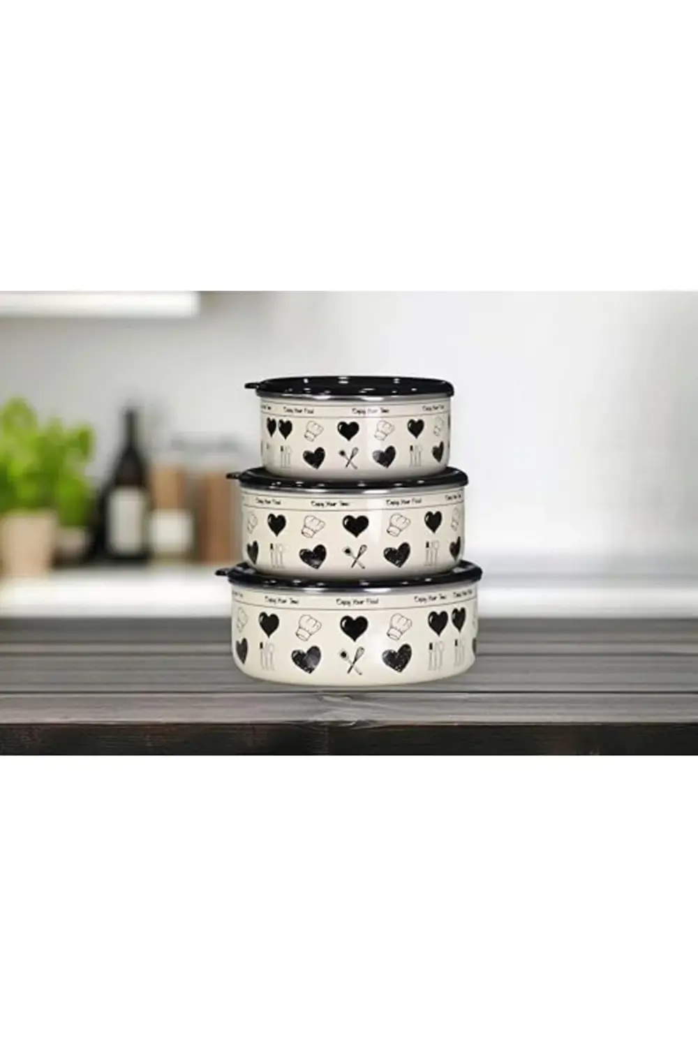 mrtshoppng Home Enjoy Siyah Emaye Üçlü Saklama Seti mrtshoppng 54