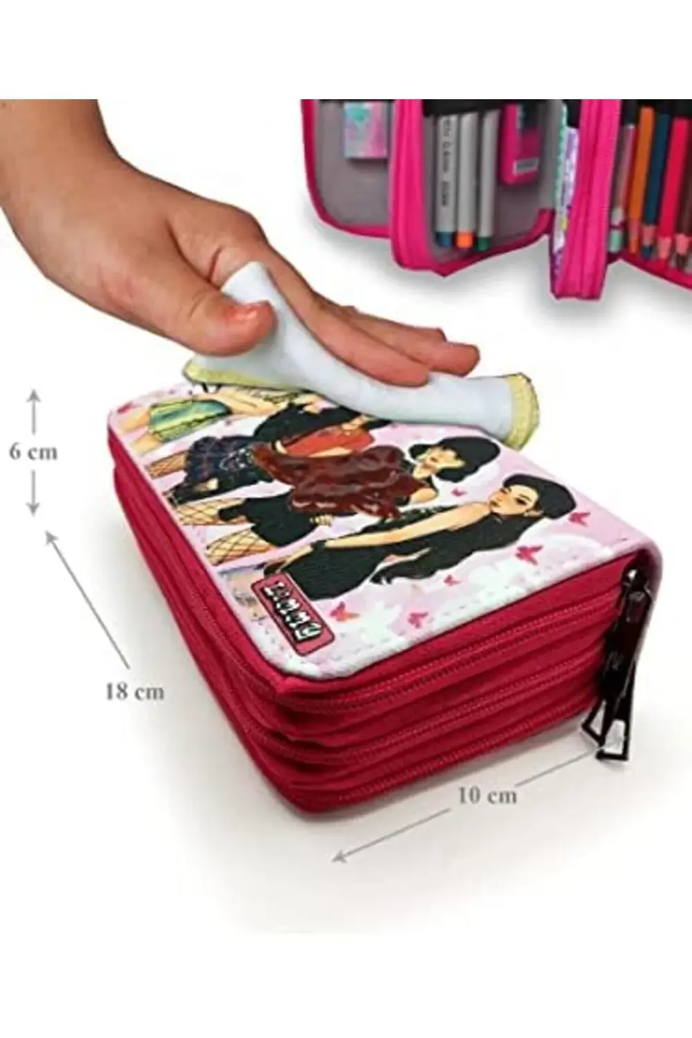 mrtshoppng Kutusu Pink Organizer Vegan Deri Üç Bölmeli -Pembe mrt