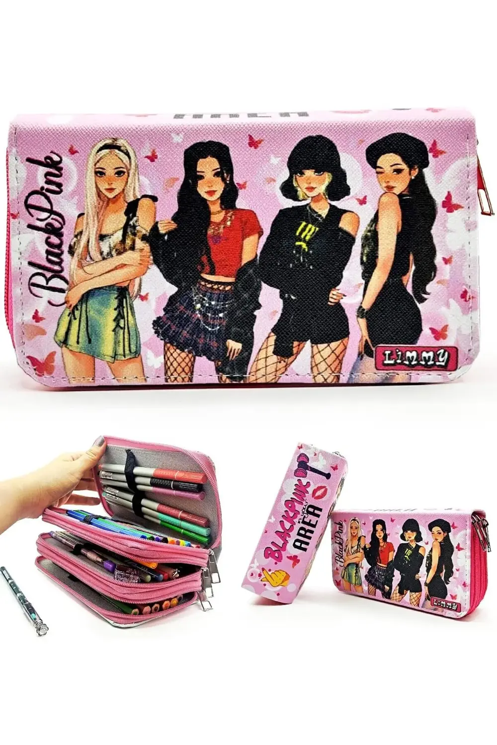 mrtshoppng Kutusu Pink Organizer Vegan Deri Üç Bölmeli -Pembe mrt