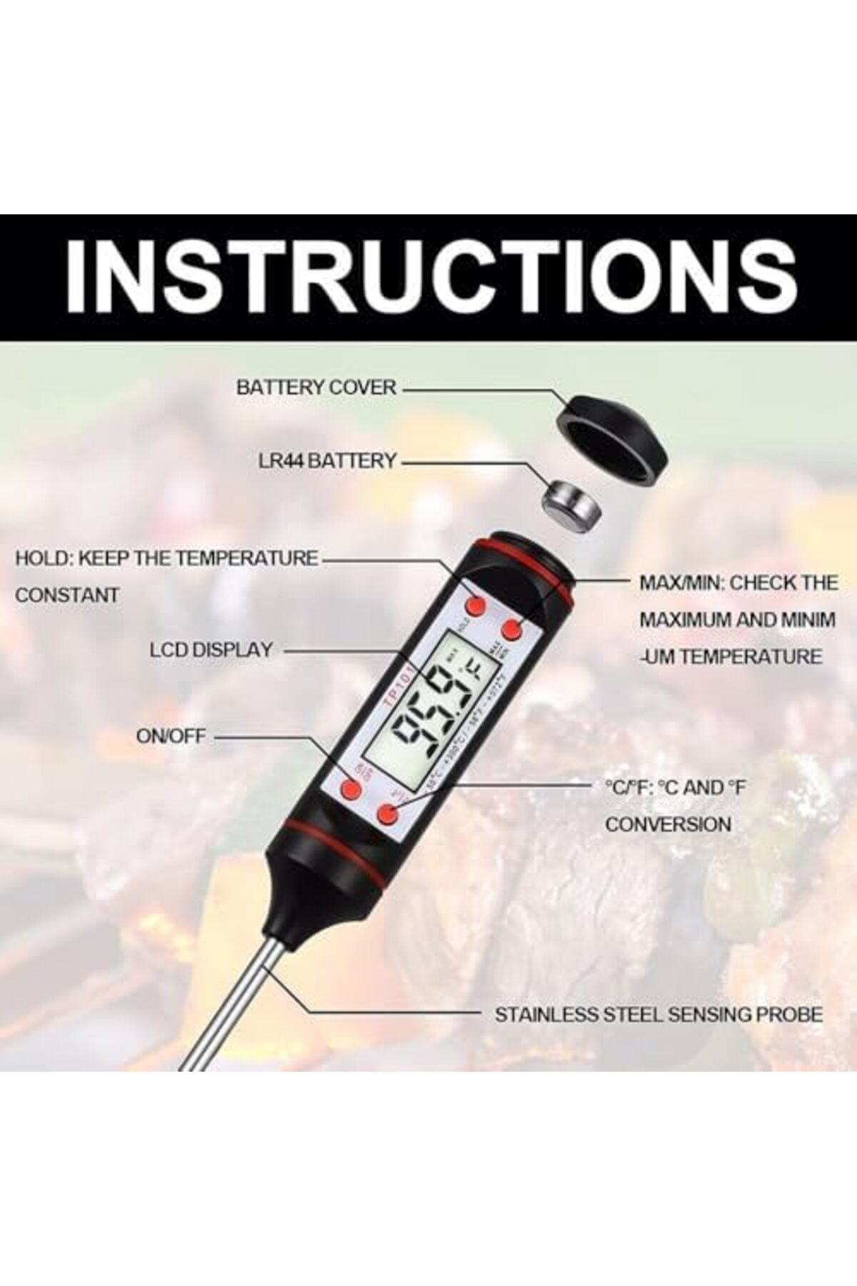 mrttnca Termometresi Dijital Termometre Gıda Termometresi 300 C Ö