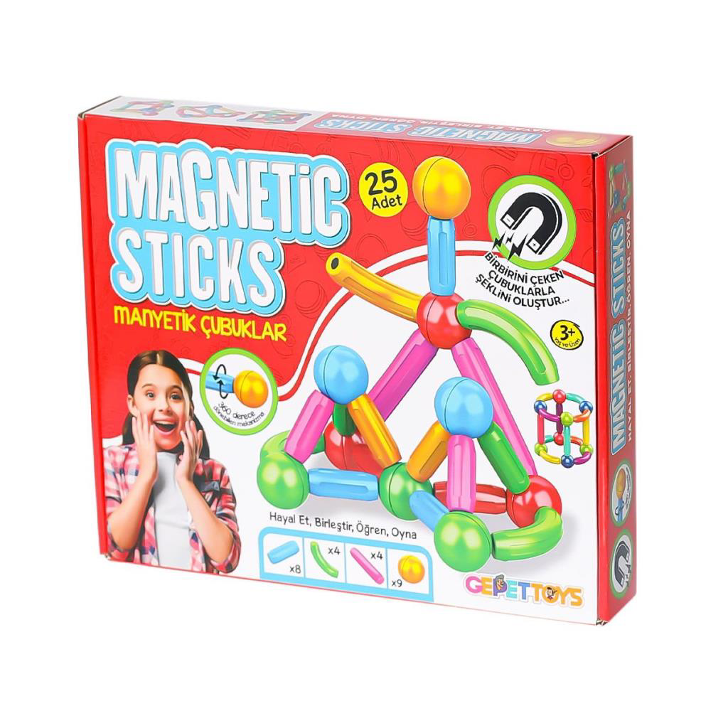 MS-25 Manyetik Çubuklar 25 Parça -Gepettoys MS-25 Manyetik Çubuklar 25 Parça -Gepettoys