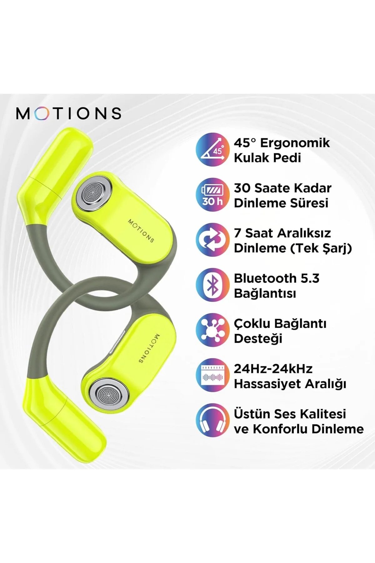 , MS-E52 OWS, Açık Kulak Tasarımlı Kablosuz Spor Kulaklık, Bluetooth 5.3, 30 Saat Pil