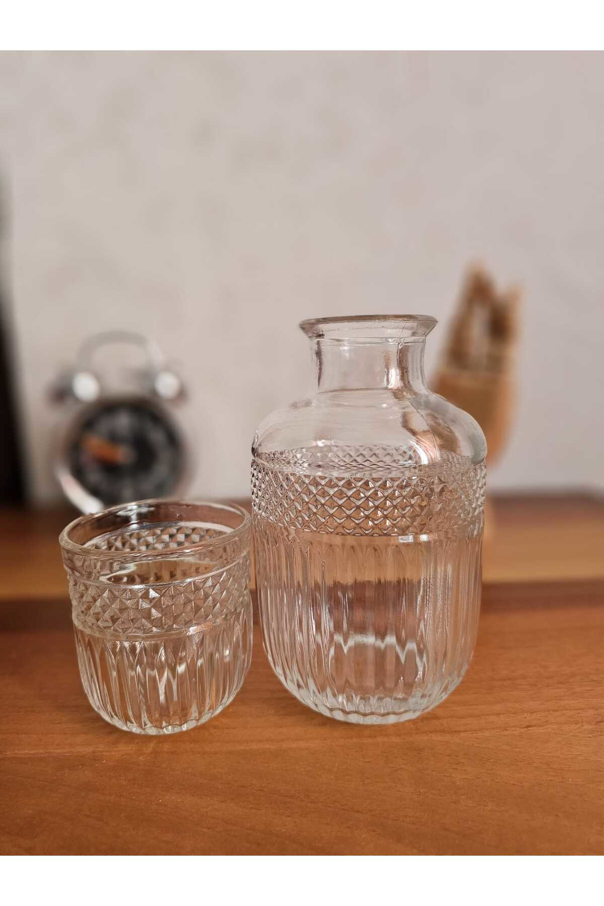 Madebyalm Ms Morry Başucu Cam Sürahi Ve Bardak Şeffaf Renk