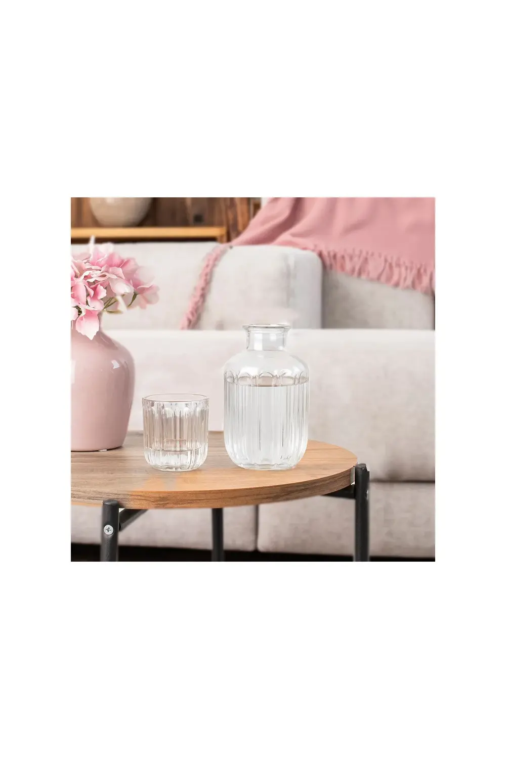 MS MORRY Başucu Cam Sürahi Ve Bardak Şeffaf 14976