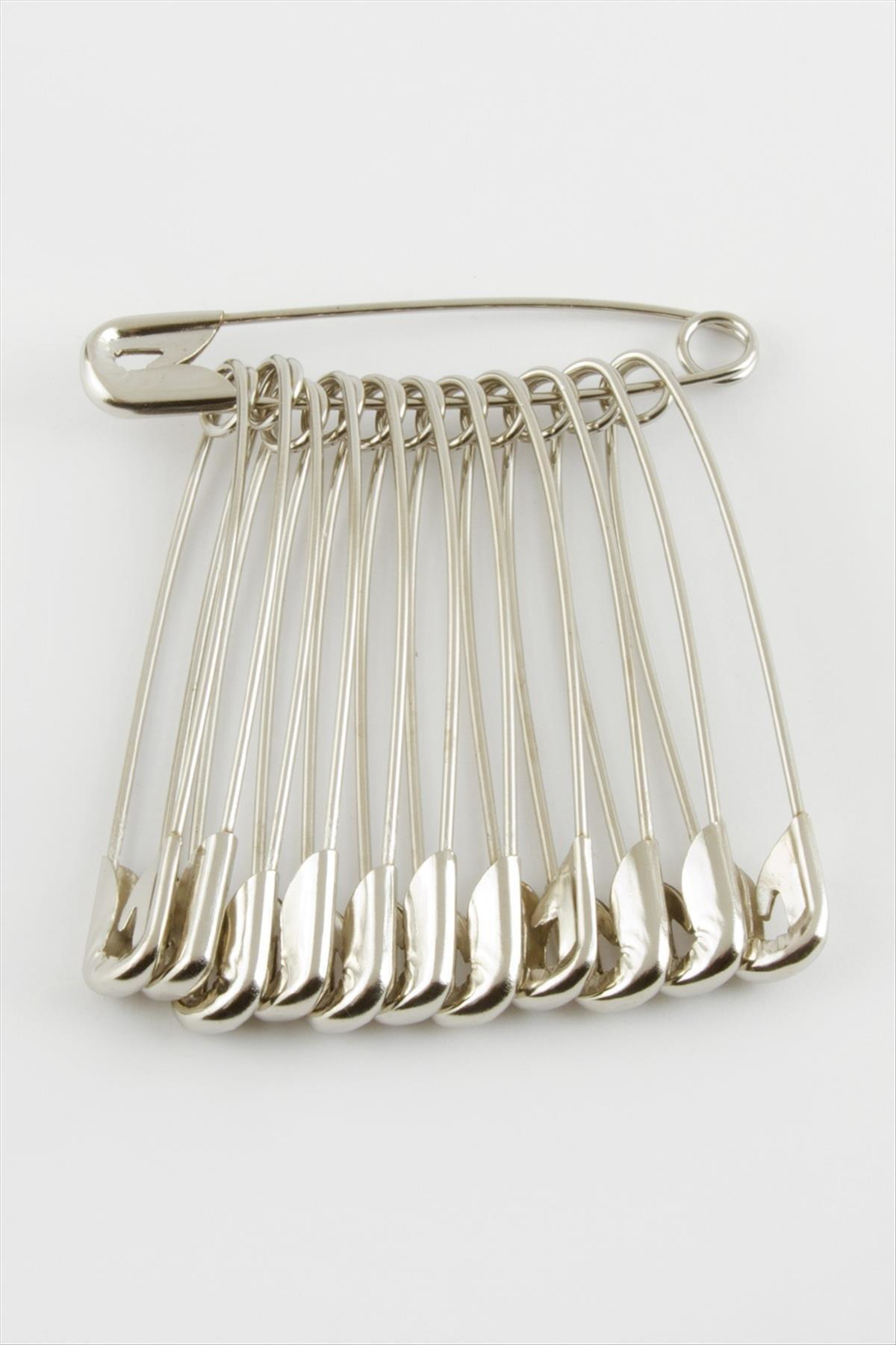 MSA-SHOP 12 Adet Çengel İğne 7,5 cm-Gümüş Rengi