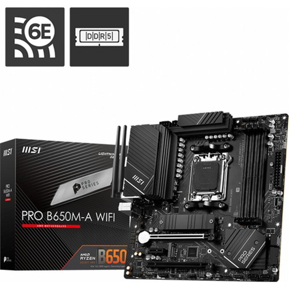 Msı Mb Pro B650M-A Wifi Am5 Ddr5 6400Mhz(Oc) Hdmı Dp M.2 Usb3.2 2
