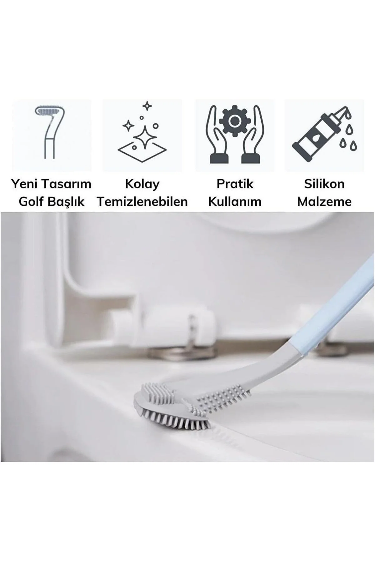 MT2592 Ergonomik Tasarımlı Silikon Banyo Tuvalet Klozet Temizleme