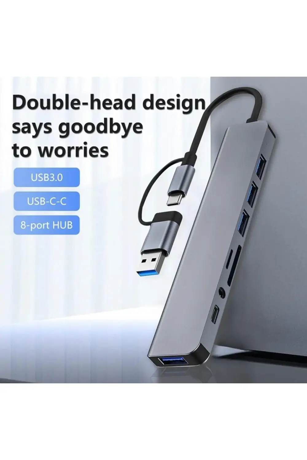 MT96 OTG Kablolu Çoklayıcı Type-C USB Girişli 8in1 Hub Çoğaltıcı