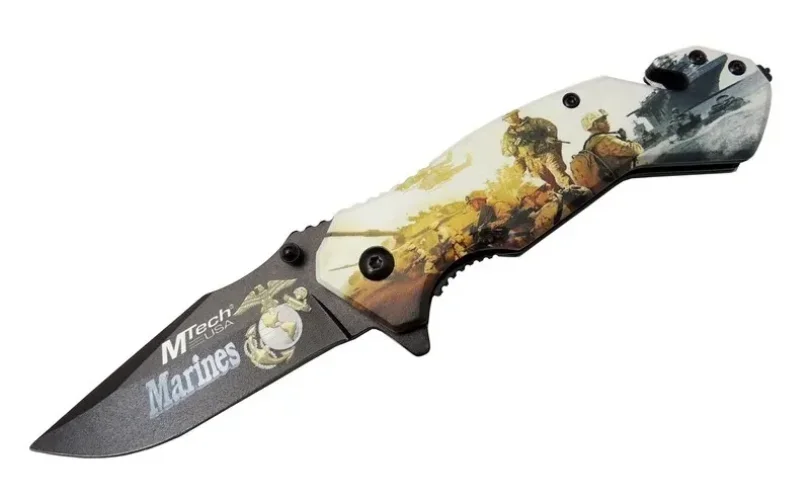 Mtech 4 23 2 Marines Kurtarma / Kamp Çakı 20cm - Yarı Otomatik, Kemerlikli, Cam Kırma Ve İp Kesme Aparatlı