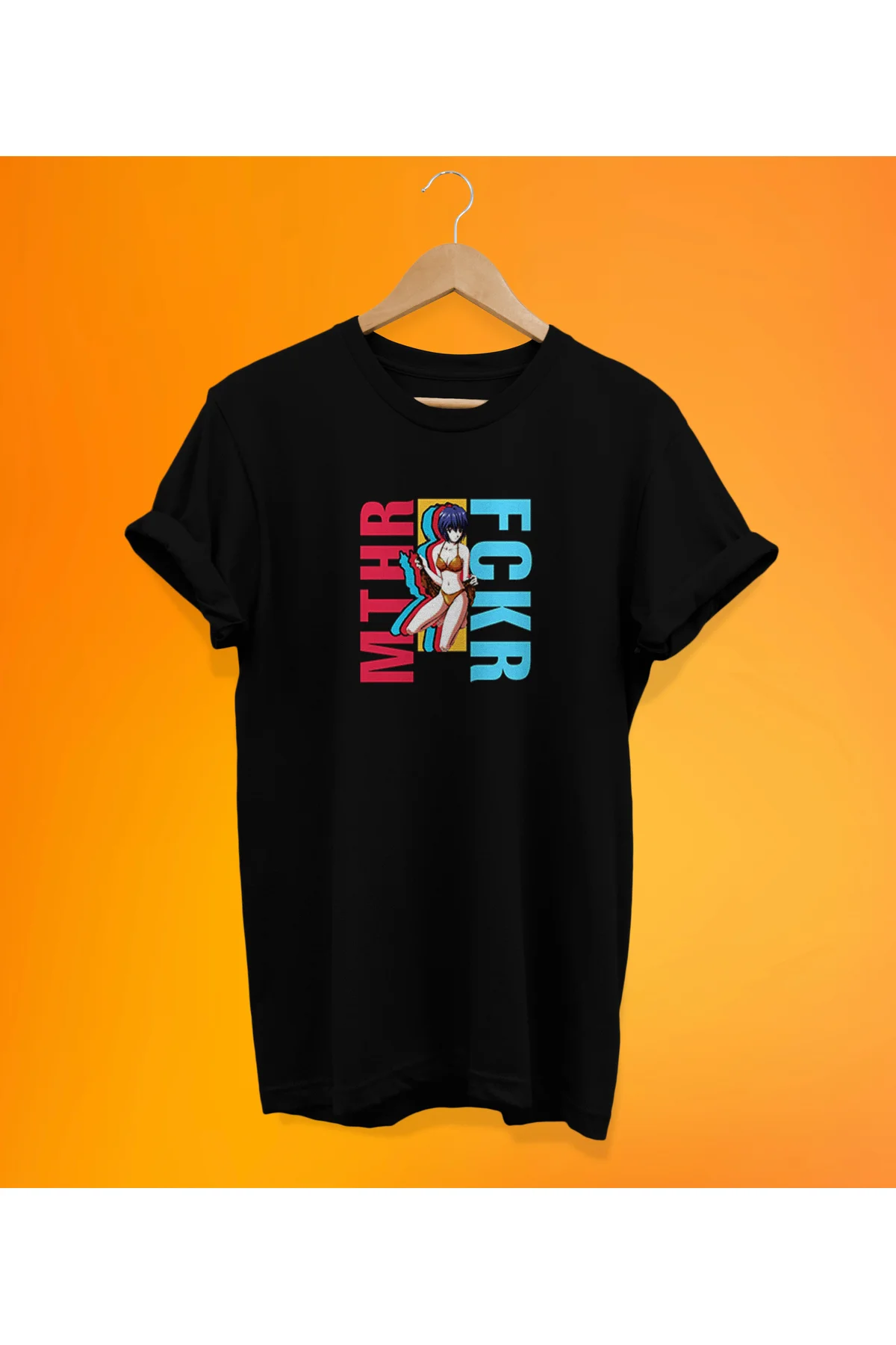 MTHR.. Baskılı Siyah, %100 Pamuk Basic (Normal Beden) T-Shirt
