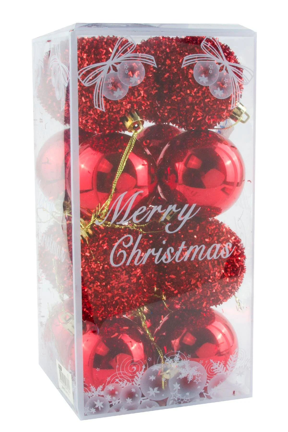 MTXDPN 16 Adet Kırmızı Renkli Cici Top Yılbaşı (194550) Ağaç Süsü