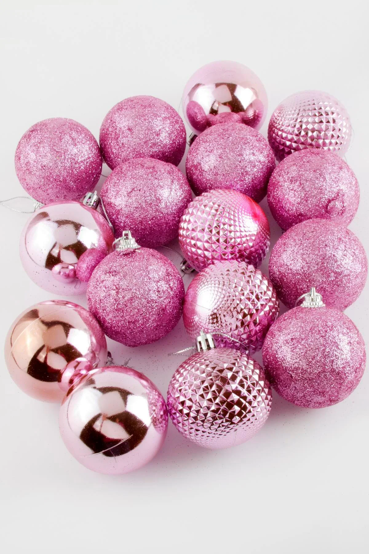 MTXDPN 16 Adet Lüks Pembe Renkli Cici Top Yılbaşı (164522) Ağaç S