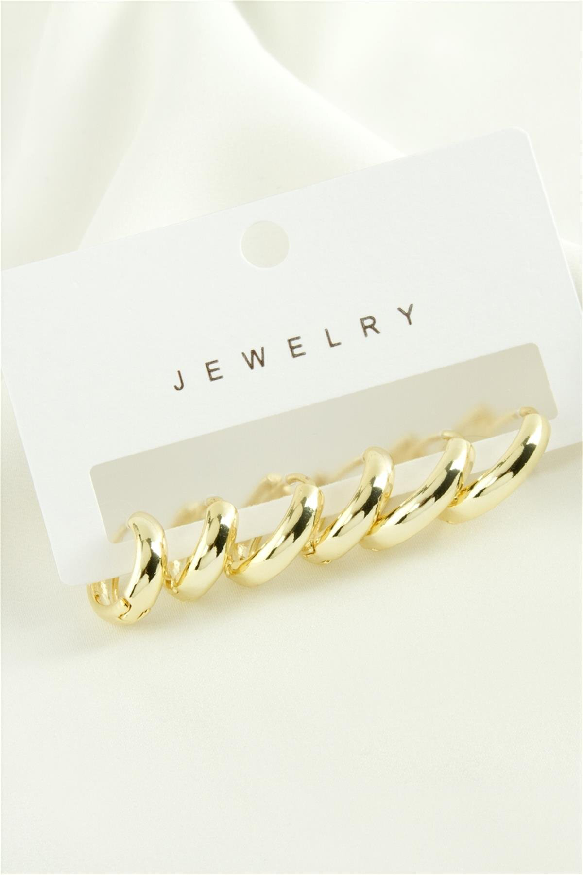 MTXDPN 6 Adet Halka Trend (151842) Metal Küpe-Sarı