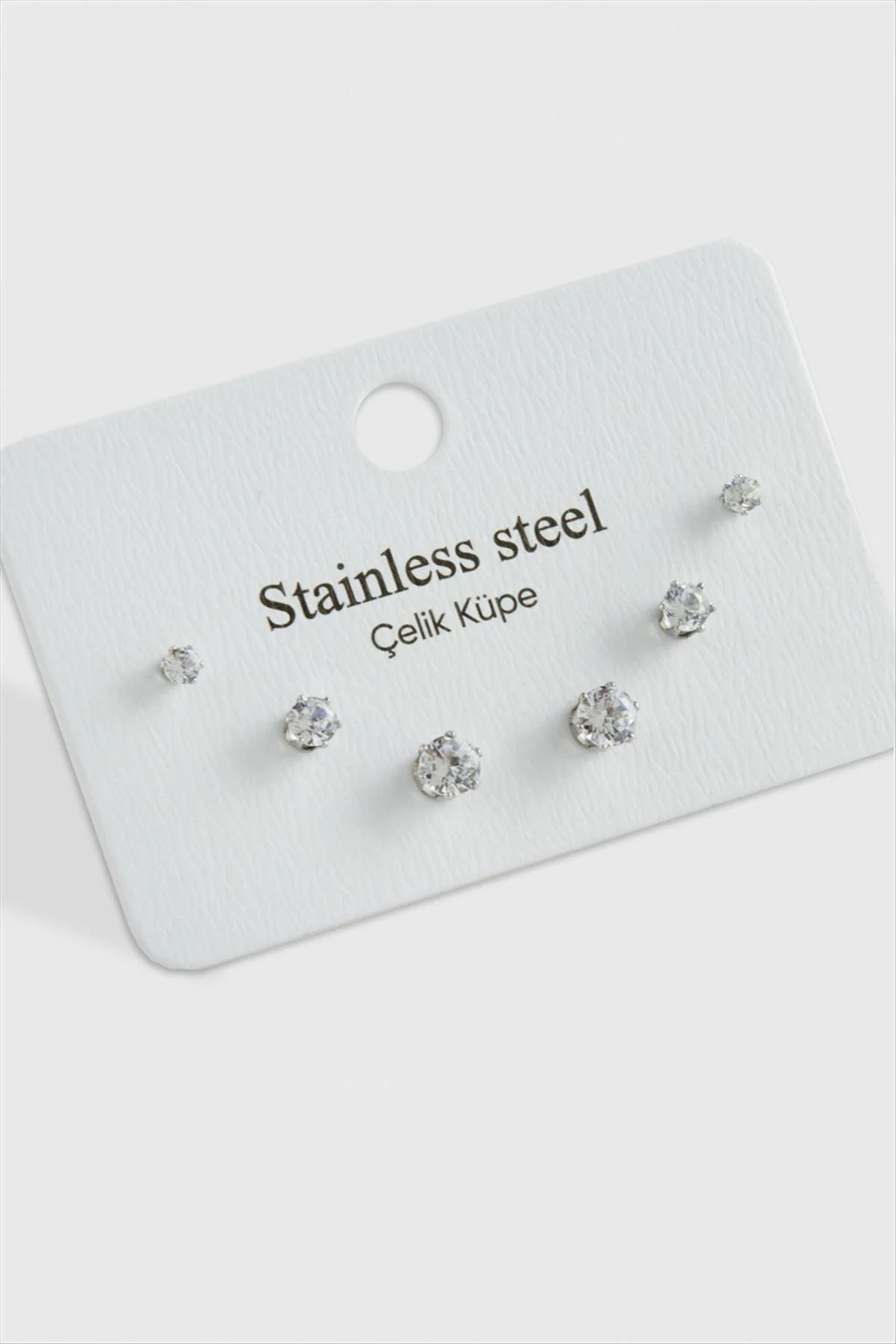 MTXDPN 6 Adet Zirkon Tek Taşlı Çelik (153804) Küpe-Gümüş Rengi