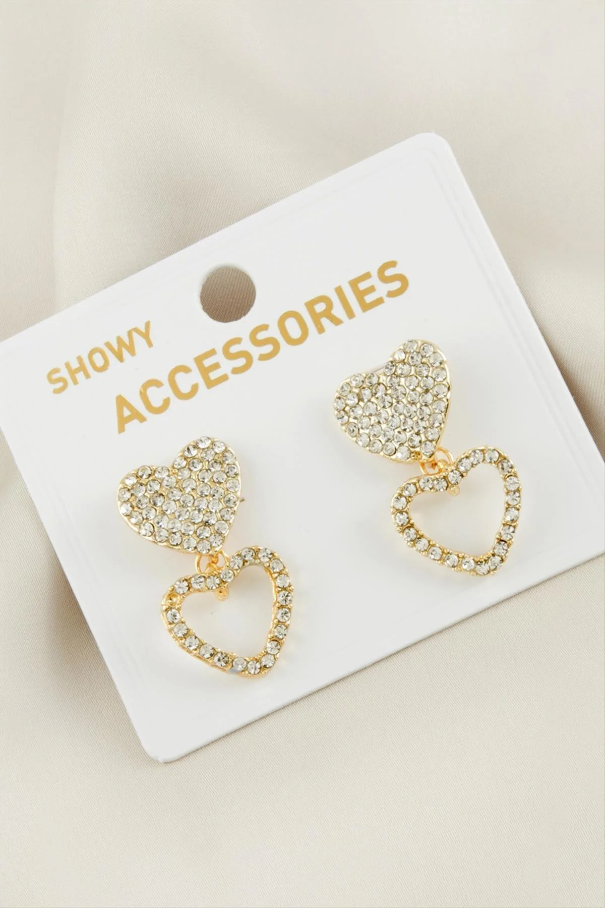 MTXDPN Kalp Yeni Sezon Taşlı (174839) Küpe-Gümüş Rengi