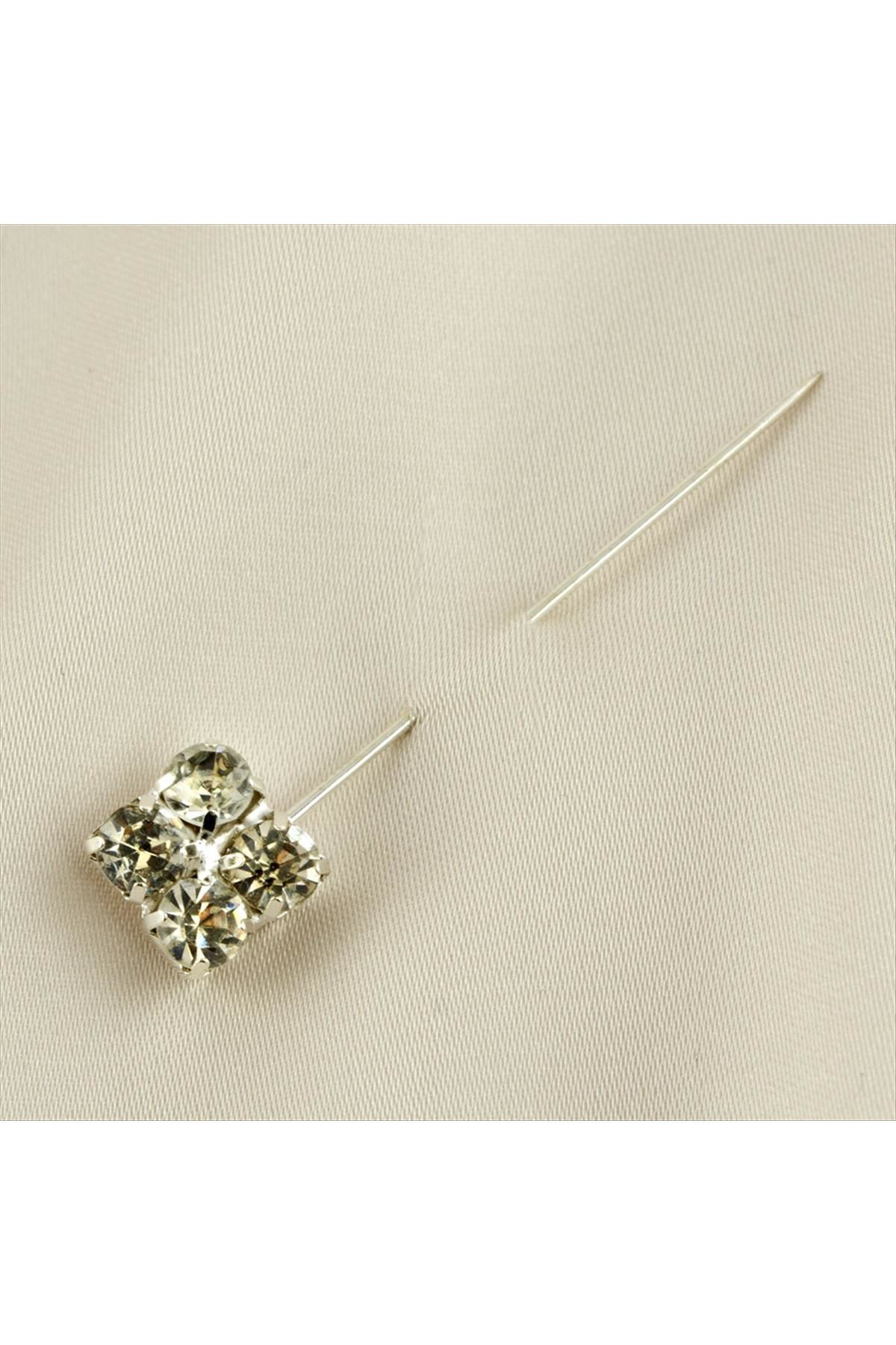 MTXDPN Kare Taşlı Eşarp (162501) İğnesi-Gümüş Rengi