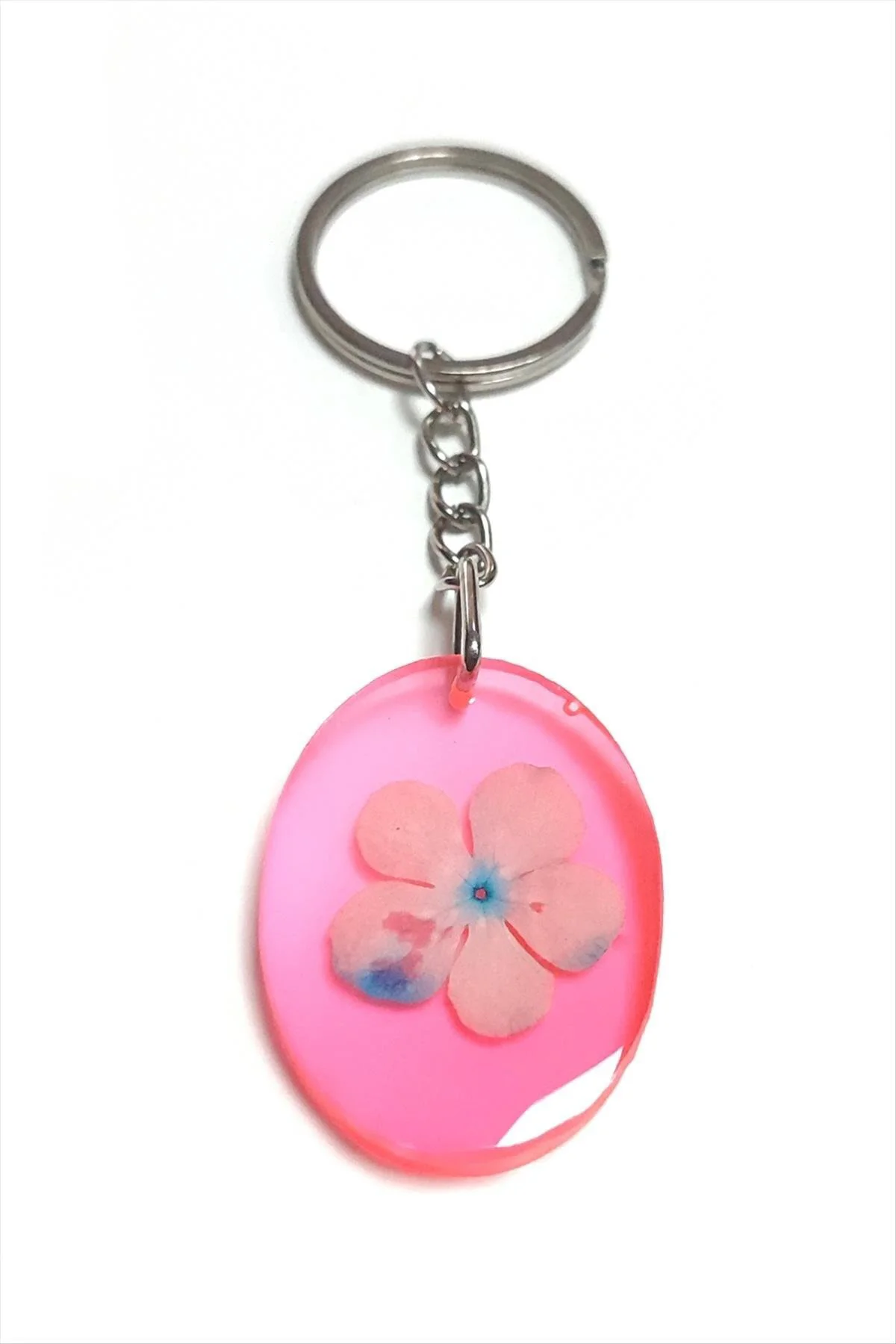 MTXDPN Kartopu Çiçeği Oval Epoksi (165803) Anahtarlık-Açık Pembe