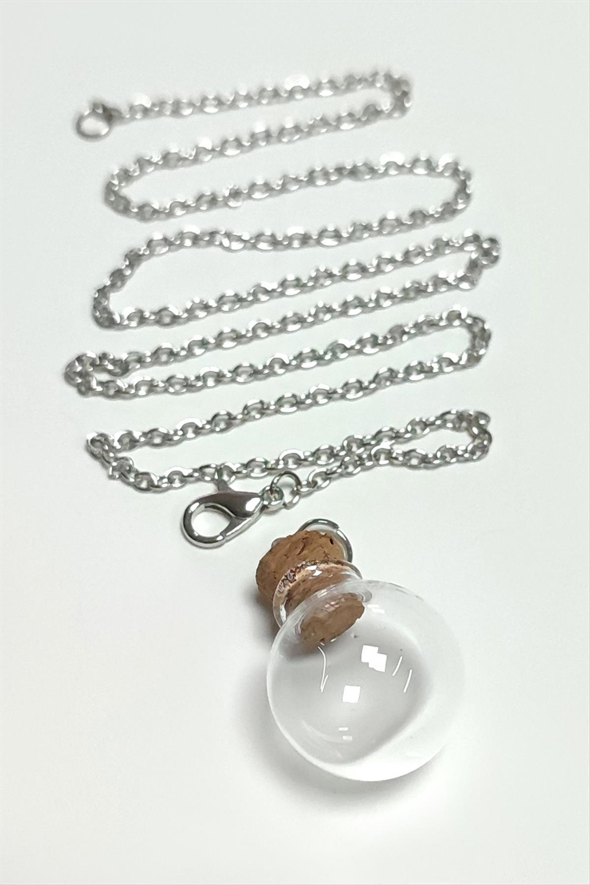 MTXDPN Mantar Kapaklı Boş Fanus Canlı (161209) Kolye-Gümüş Rengi