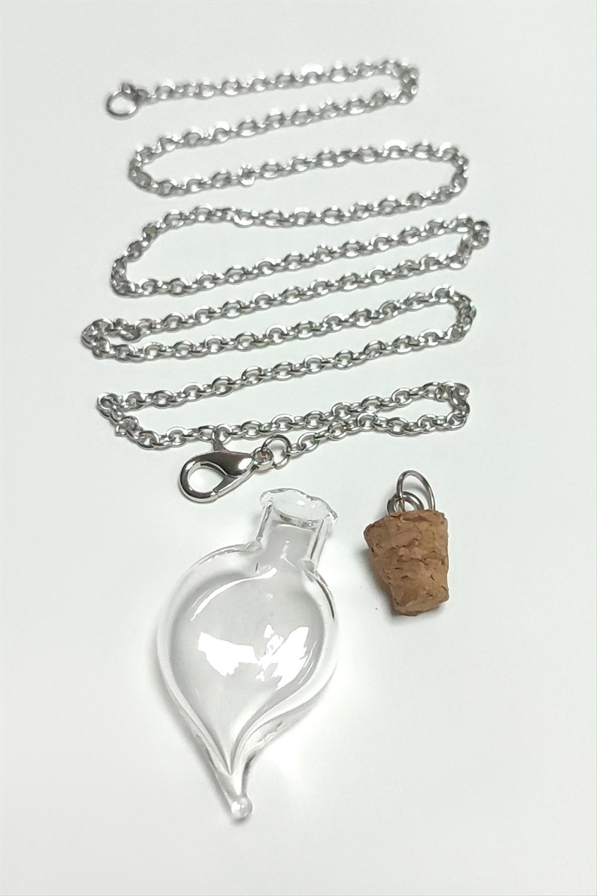 MTXDPN Mantar Kapaklı Boş Fanus Canlı (161209) Kolye-Gümüş Rengi