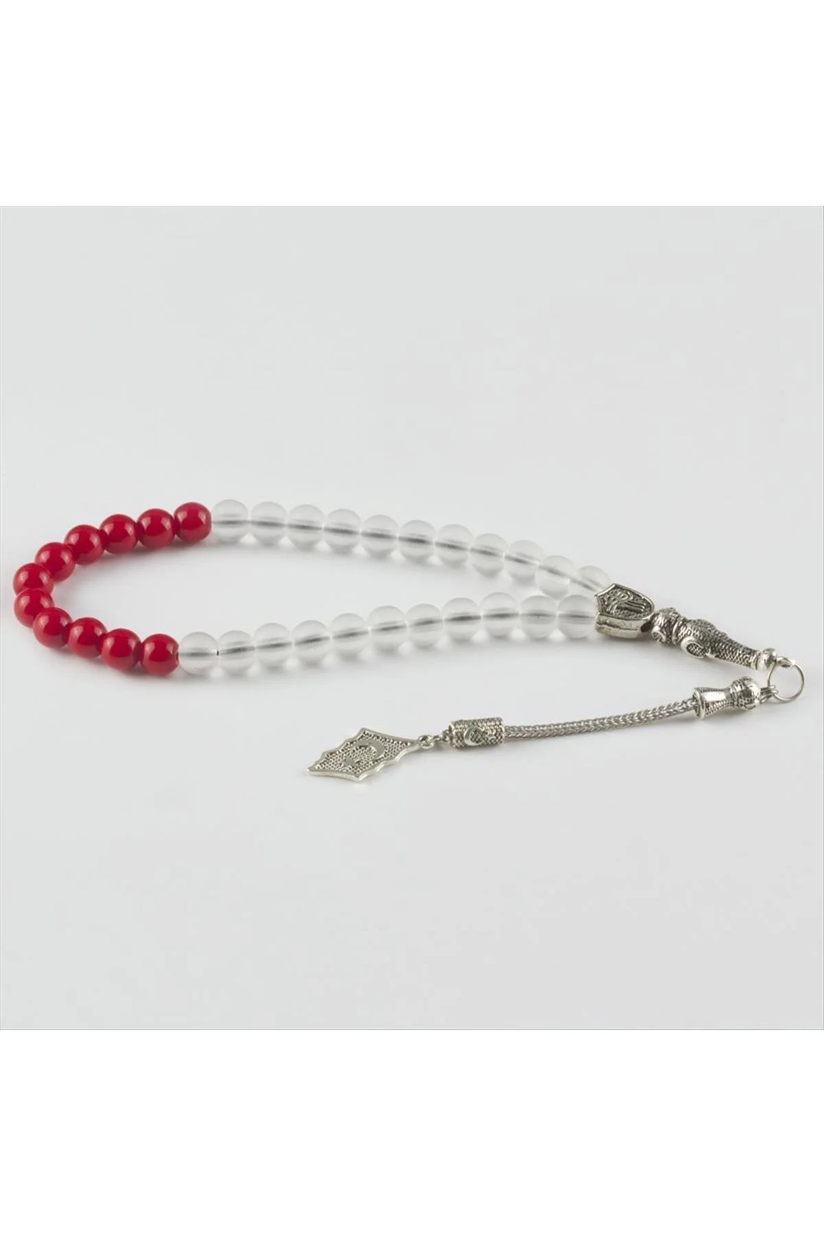 MTXDPN Mercan-Buzlu Kuvars Doğaltaş Tesbih (162249) 8 mm-Kırmızı