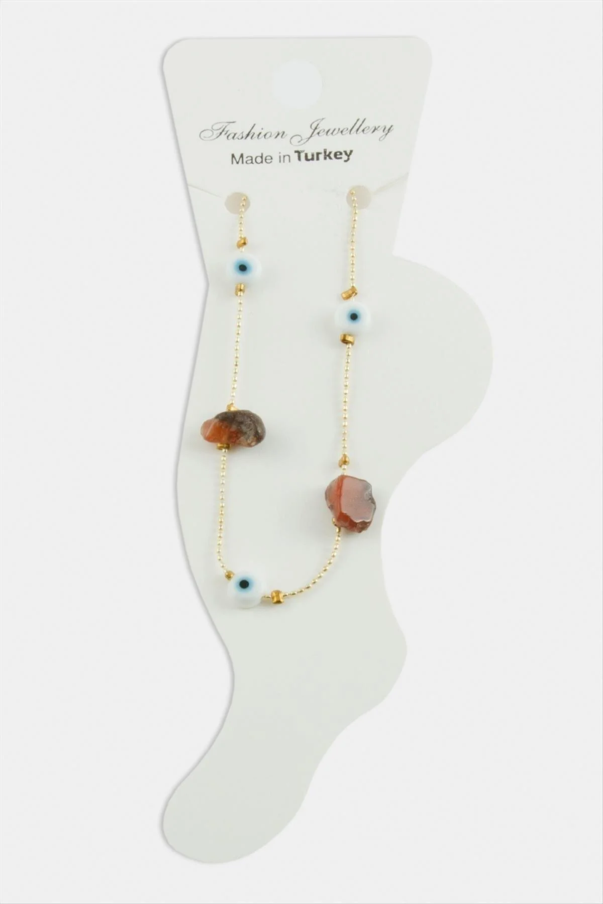 MTXDPN Nazar Kırık Doğaltaşlı (155907) Boncuk Halhal-Kahverengi