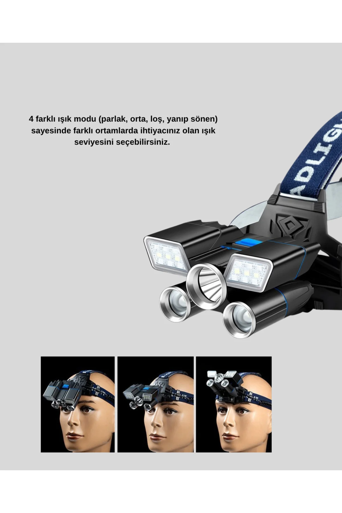 MTXDPN Outdoor ve Gece Balıkçılığı İçin LED Kafa Lambası – USB Şa