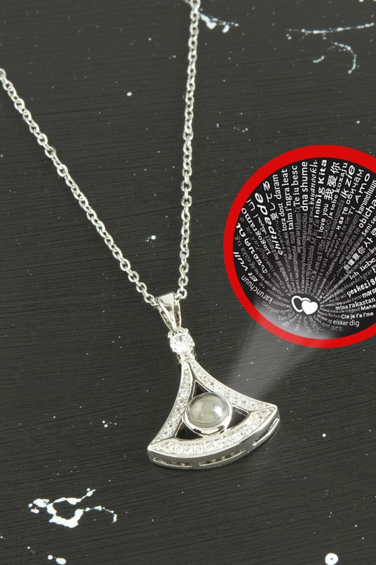 MTXDPN Oval Lüks Çelik Kolye 100 Dilde (164247) Seni Seviyorum-Sa