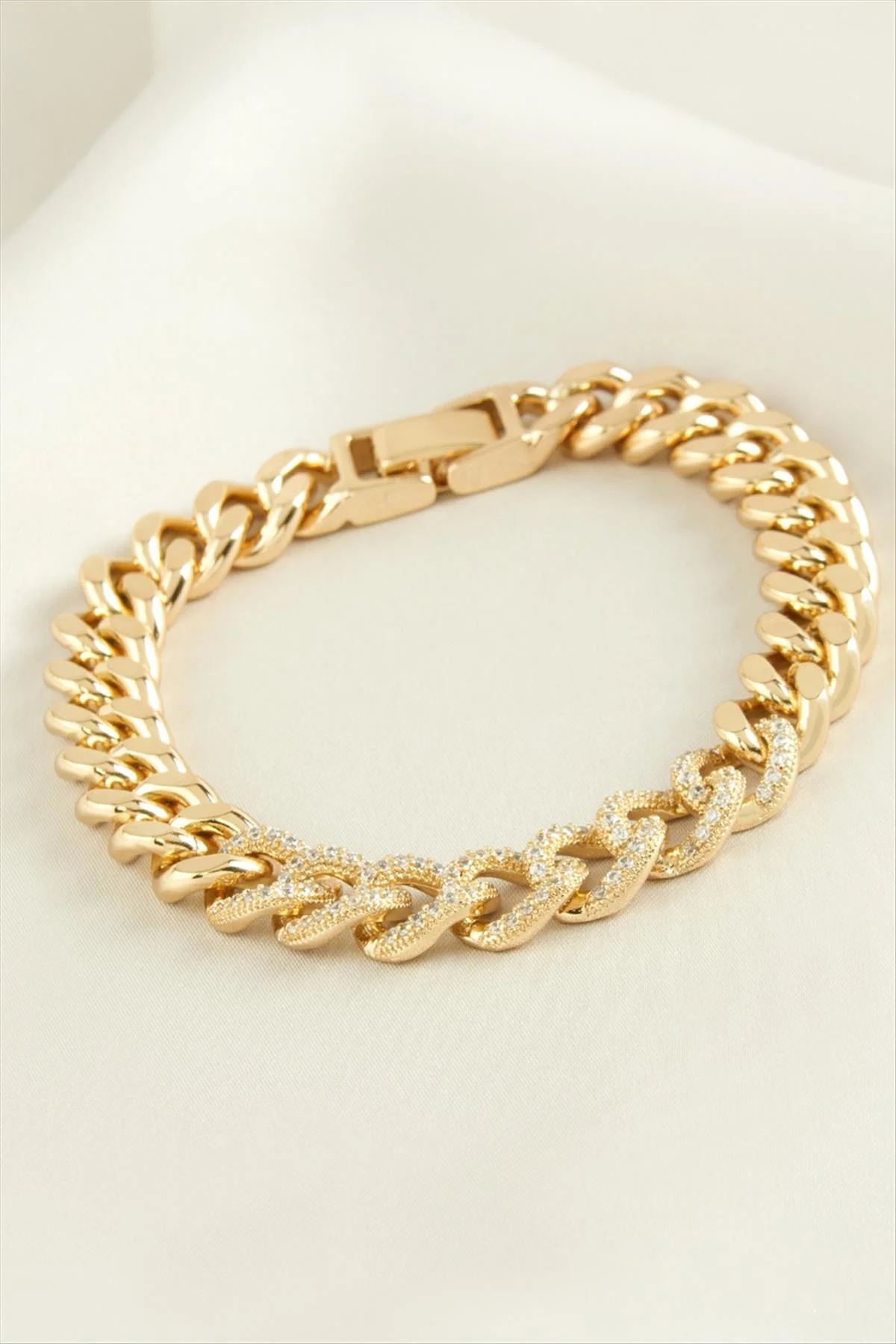 MTXDPN Xuping Düz Zincir Zirkon Taşlı Lüks (152109) Çelik Bilekli