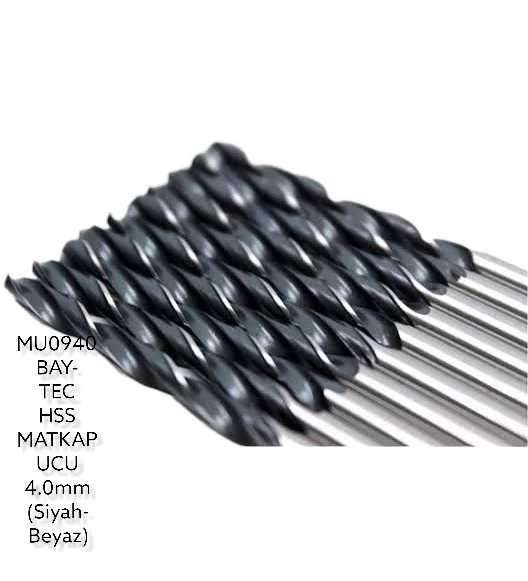 MU0940   Bay-Tec Hss Matkap Ucu 4.0mm (Siyah-Beyaz)