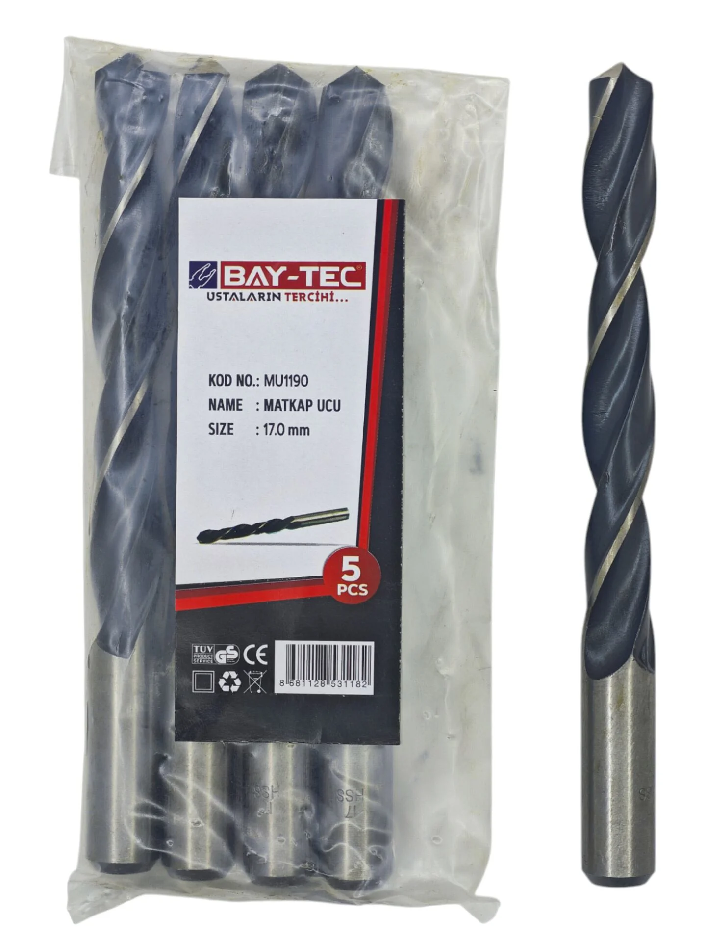 MU1190   Bay-Tec Hss Matkap Ucu 17.0mm (Siyah-Beyaz)