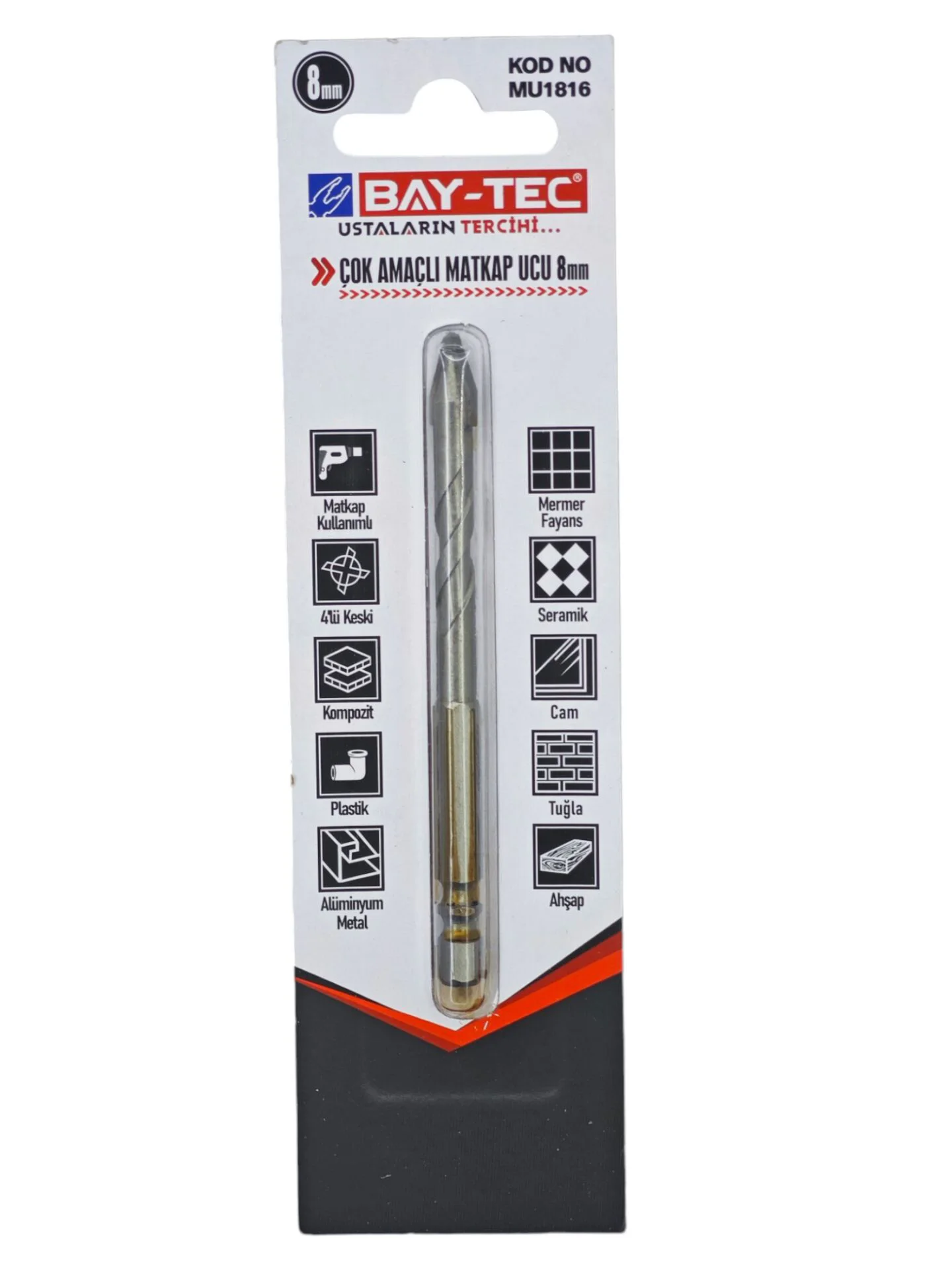 MU1816   Bay-Tec Çok Amaçlı Matkap Ucu 8mm