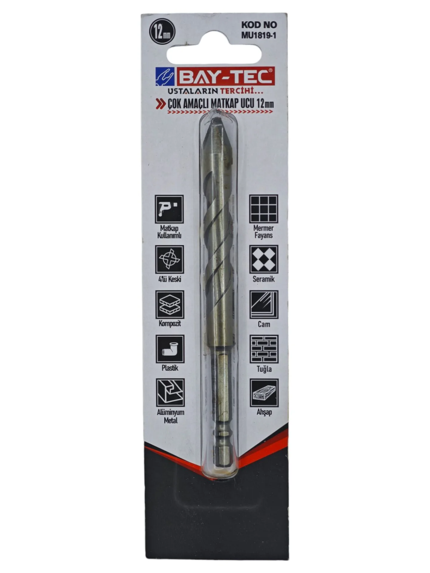 MU1819-1   Bay-Tec Çok Amaçlı Matkap Ucu 12mm