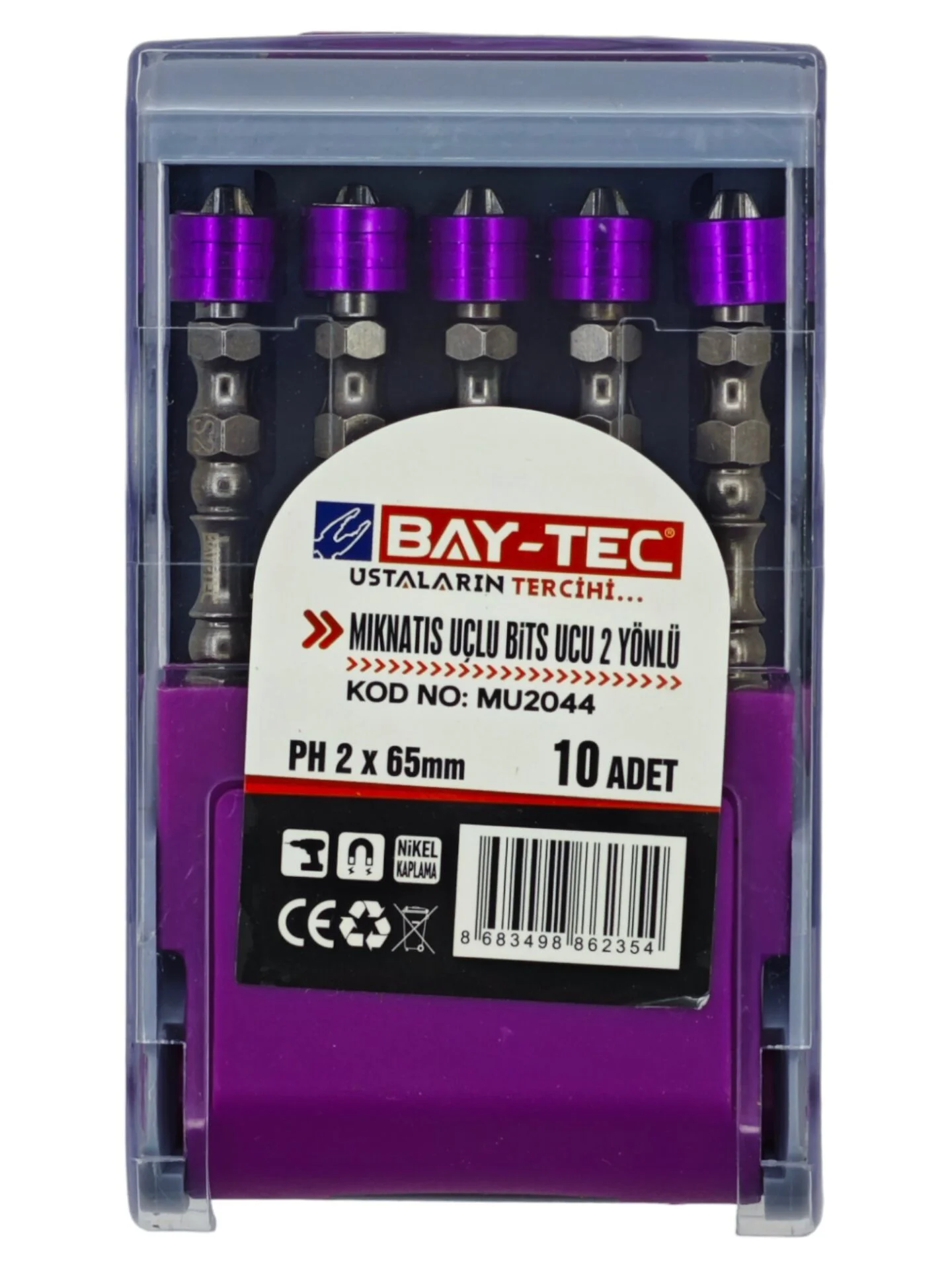 Mu2044   Bay-Tec Miknatıs Uçlu Bits Uç Ph 65Mm - 2 Yönlü