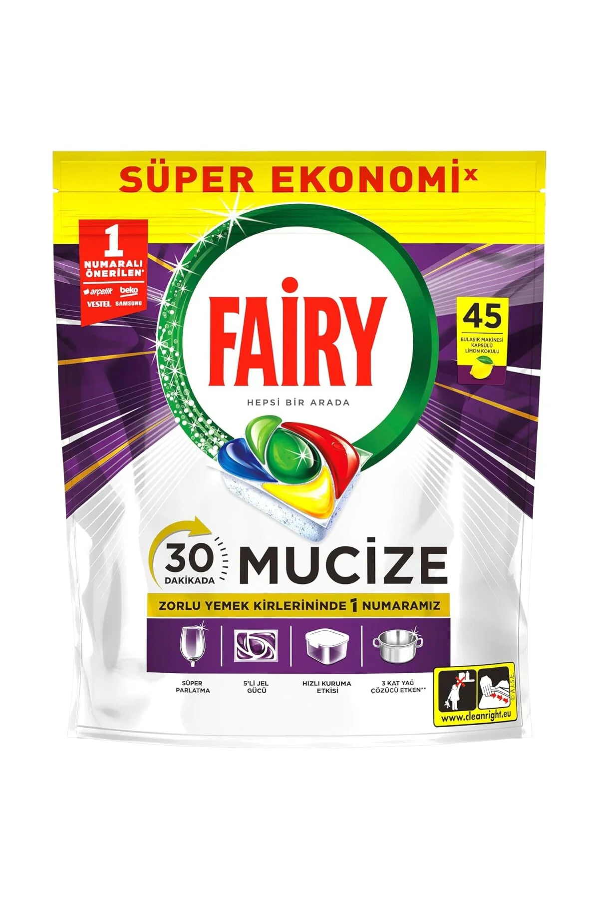 Mucize Bulaşık Makinesi Deterjanı Kapsülü/Tableti 45 Yıkama