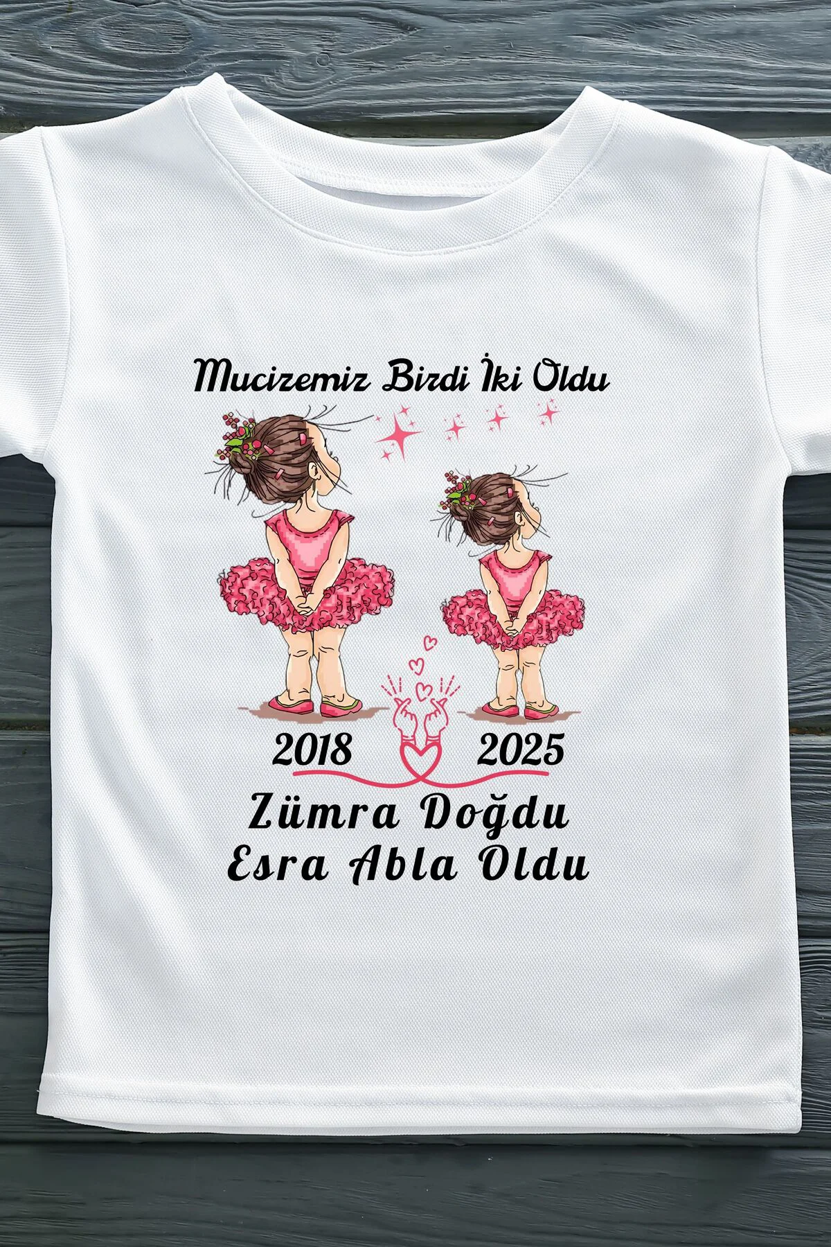 Mucizemiz birdi iki oldu yazılı Kişiye Özel Çocuk Tişörtü