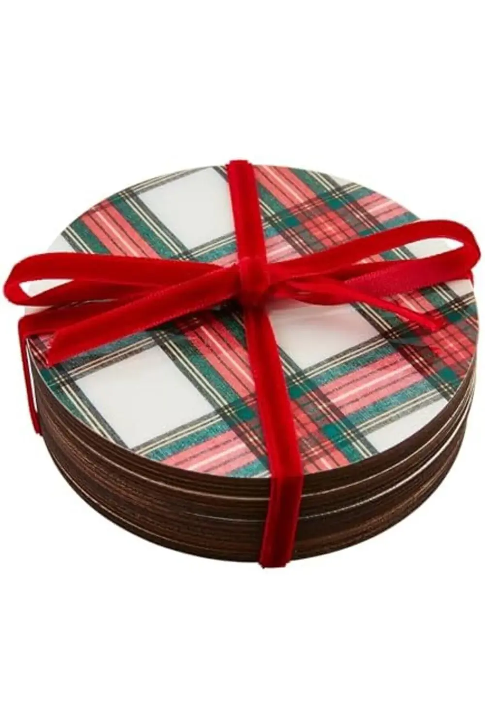 Mud Pie Tartan Lake Bardak Altlığı, Beyaz, 4" Çap 395519