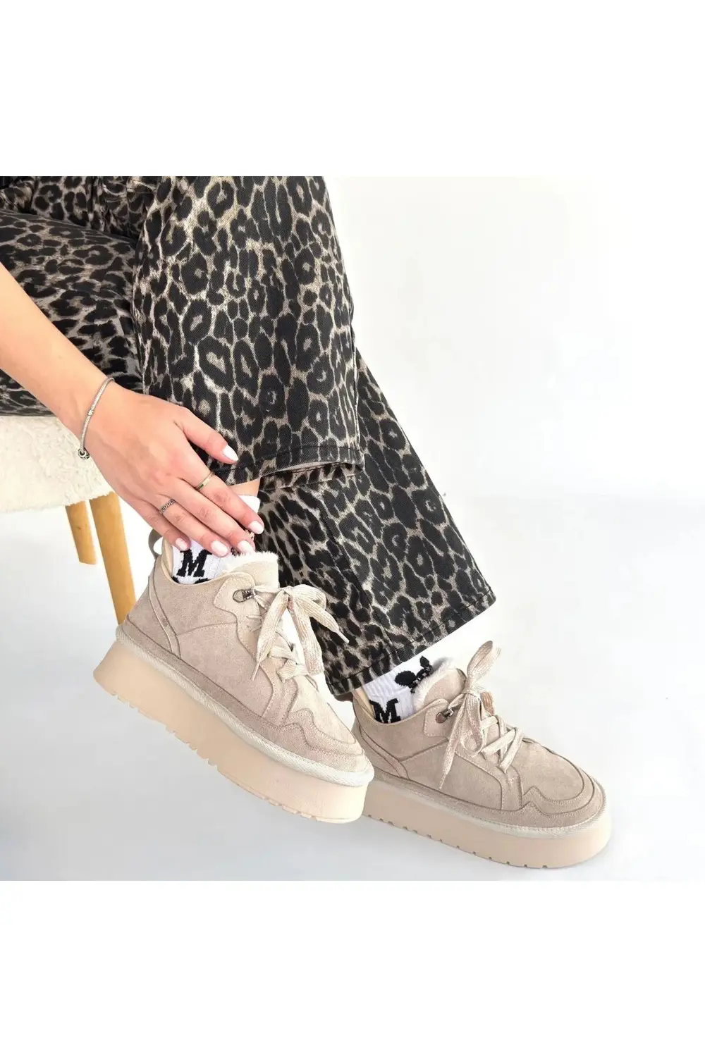 Muden Bej Süet Bağcıklı Bot Muden Bej Süet Bağcıklı Bot