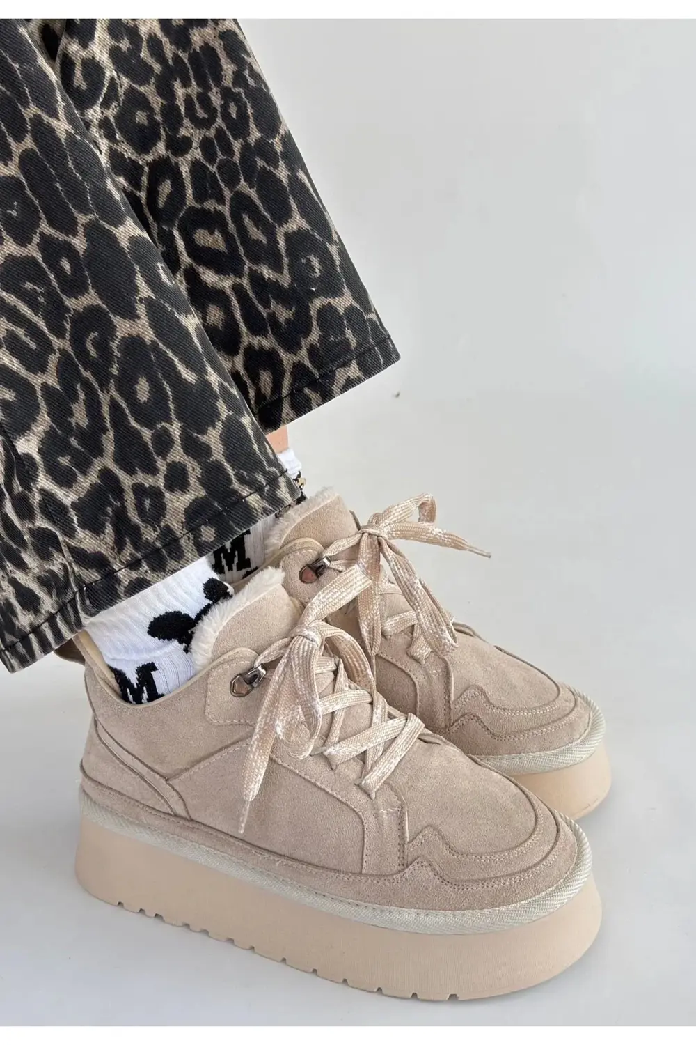 Muden Bej Süet Bağcıklı Bot Muden Bej Süet Bağcıklı Bot