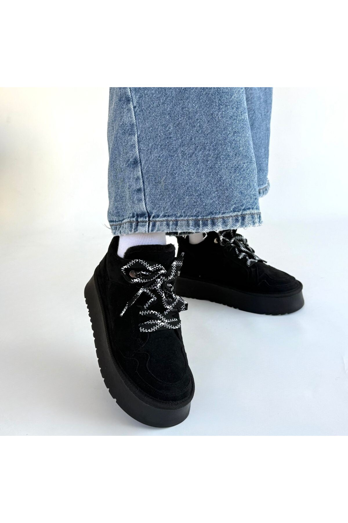 Muden Siyah Süet Bağcıklı Bot - Lisinya