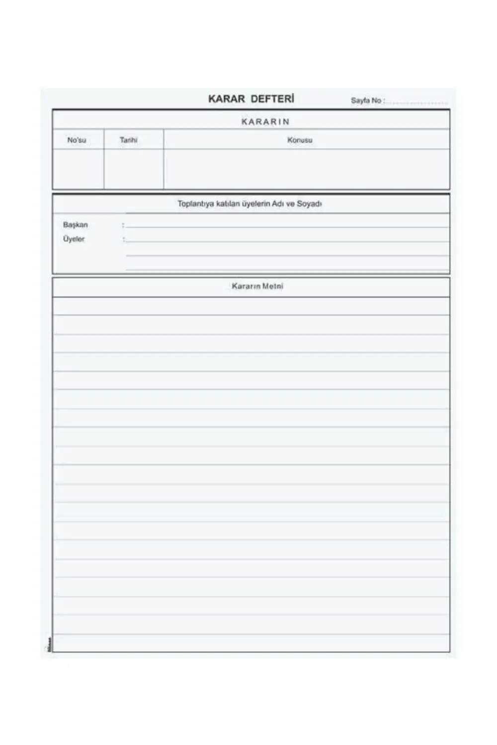 Müdür Karar Defteri Numaralı