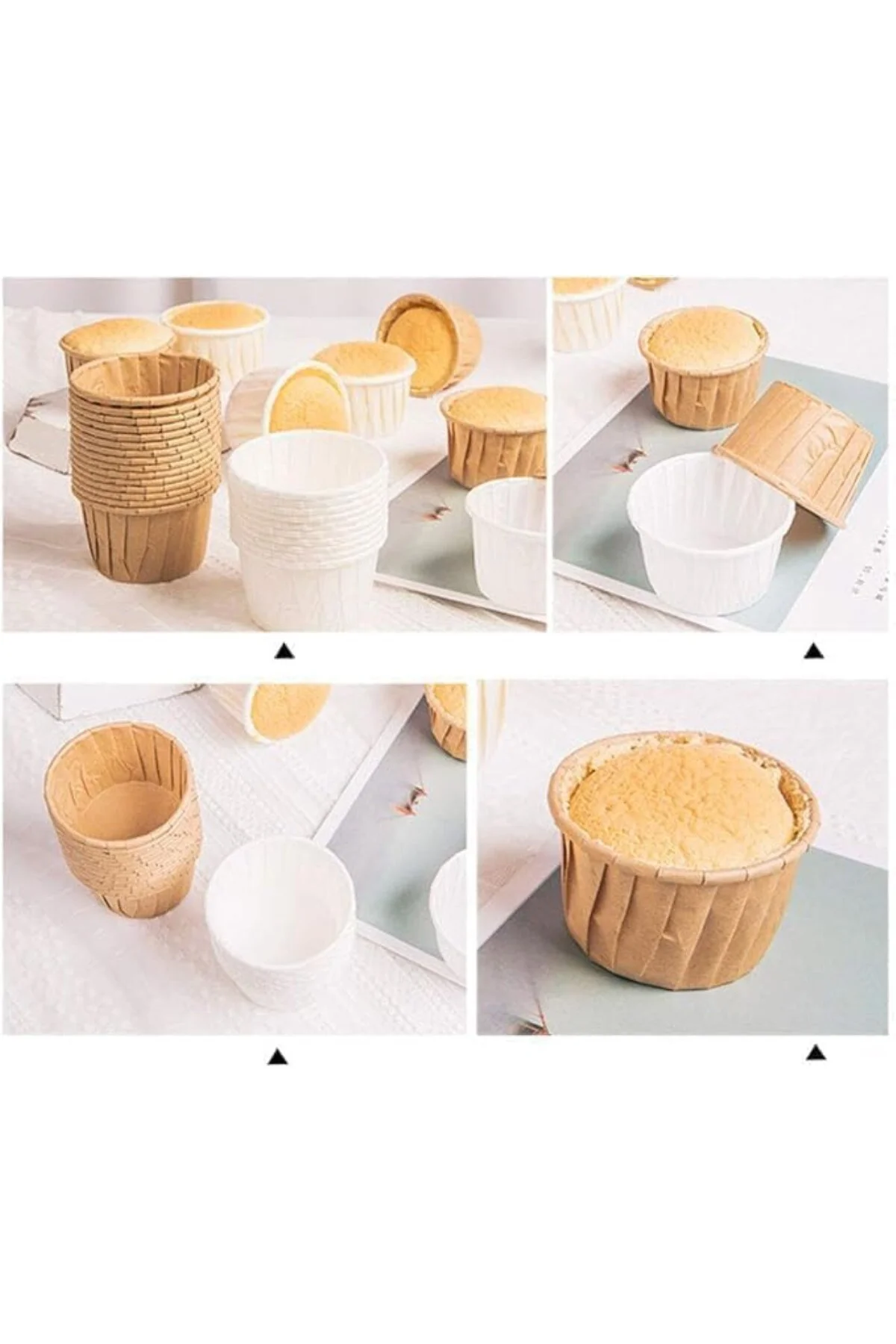 Muffin Cupcake Kek Kalıbı Kapsülü – Kraft Renk, 20 Adet Tek Kulla
