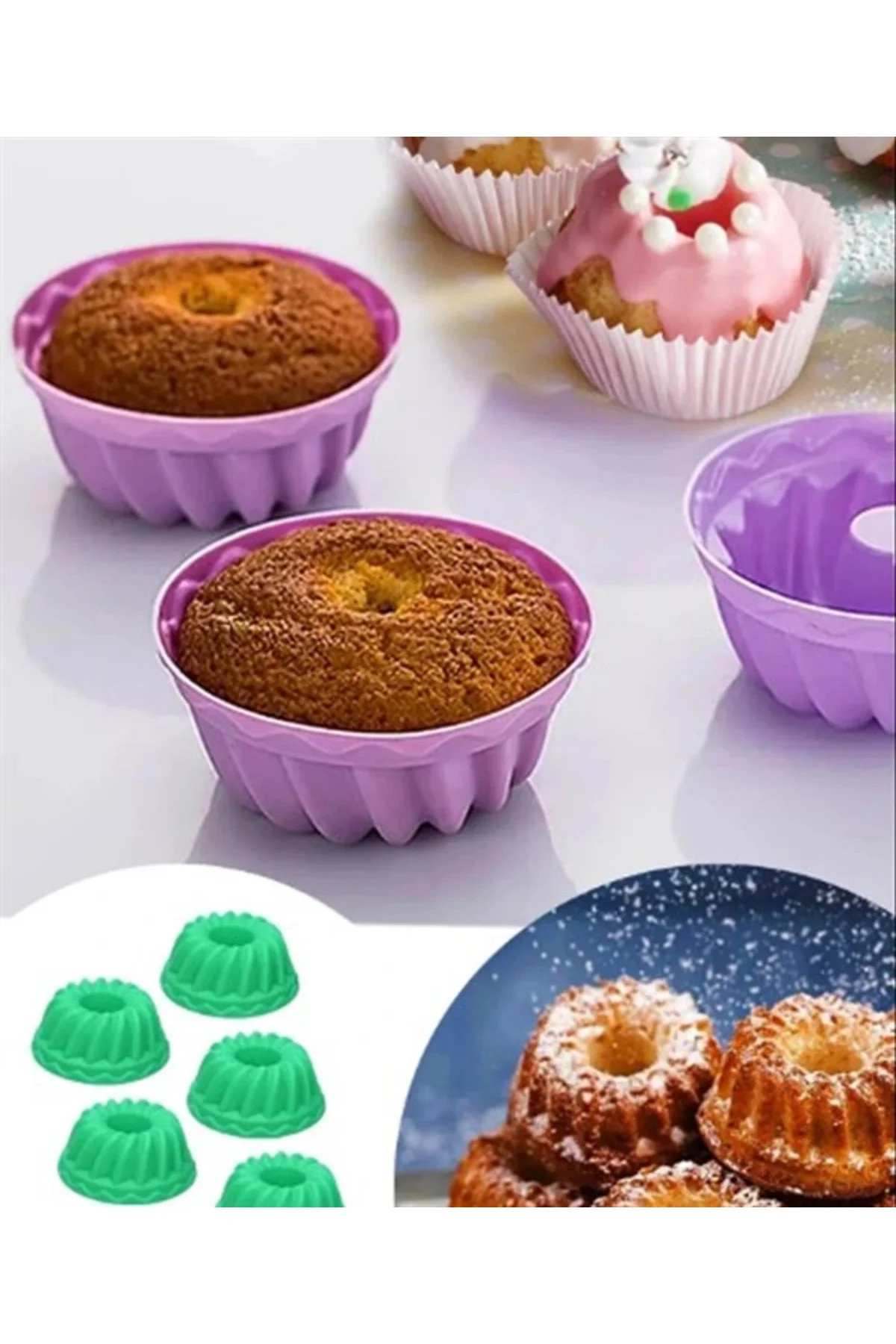 Muffin Kek Kalıbı Silikon 6 Adet - Görsel 2